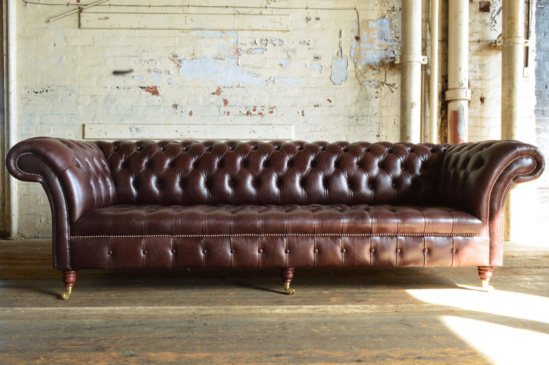 XXL Big Sofa Couch Chesterfield 245cm Polster Sofas 4 Sitzer Leder Textil