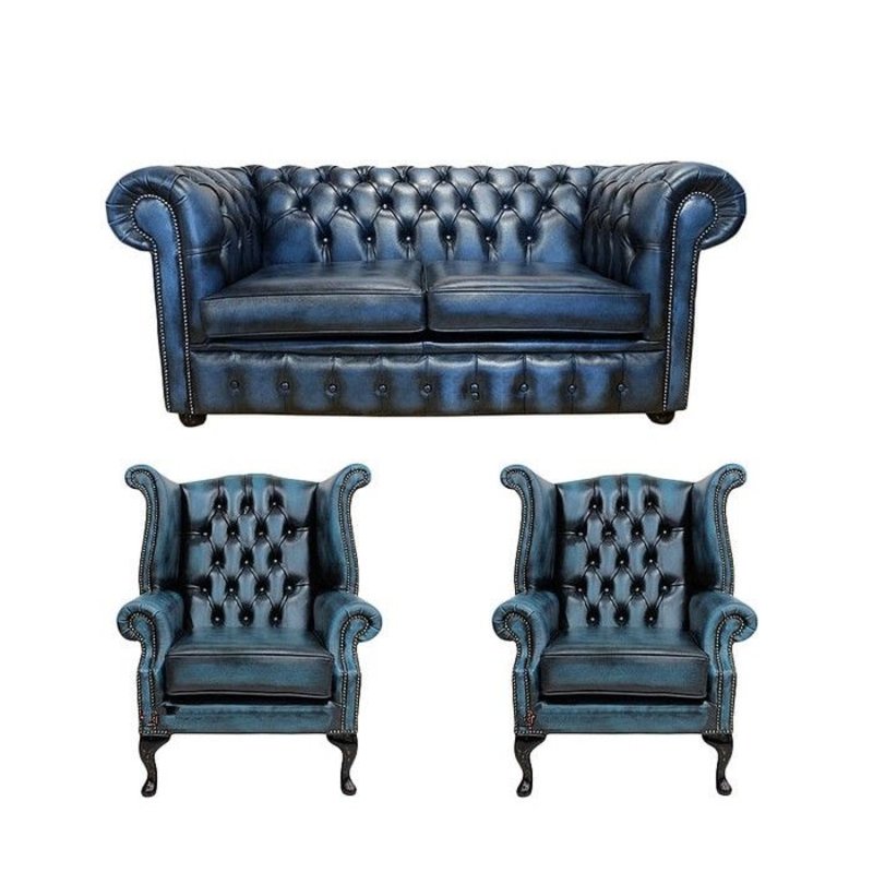 Klassiche Sofa Set Garnitur Couch Ohrensessel Sofas Polster Sitz
