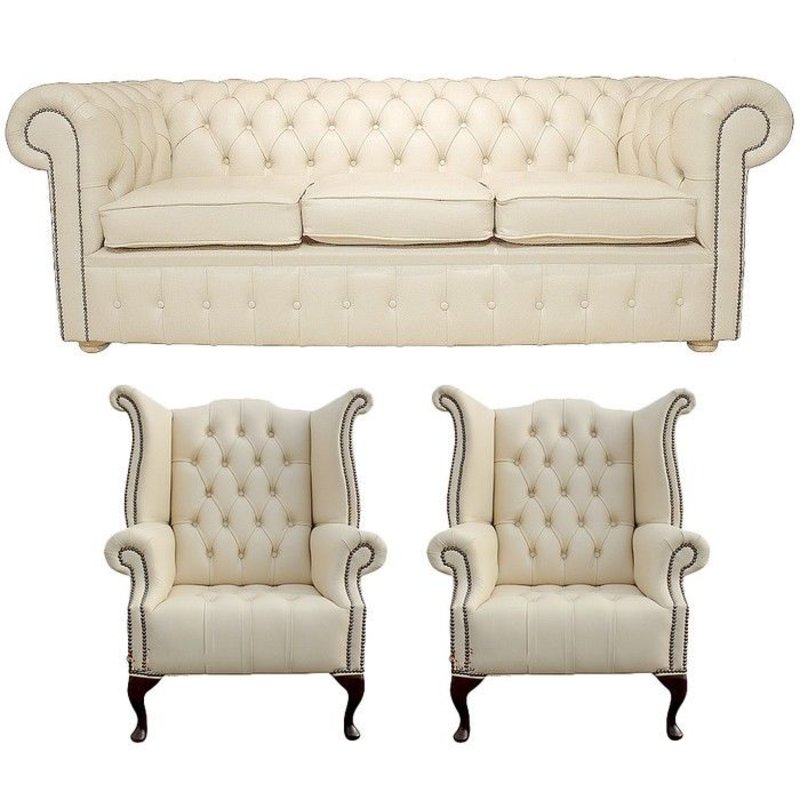 Chesterfield Sofagarnitur Leder Textil Chesterfield Komplett Set Sofa