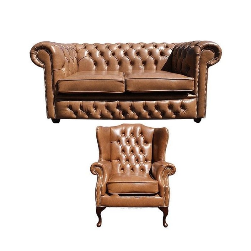 Chesterfield Sofagarnitur Leder Textil Chesterfield Komplett Set Sofa