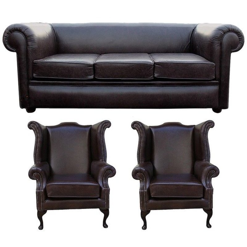 Chesterfield Sofagarnitur Leder Textil Chesterfield Komplett Set Sofa
