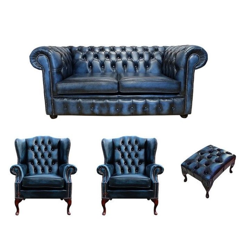 Chesterfield Sofagarnitur Leder Textil Chesterfield Komplett Set Sofa