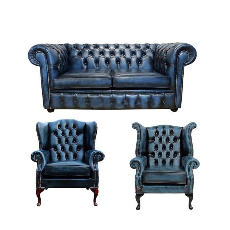 Chesterfield Sofagarnitur Leder Textil Chesterfield Komplett Set Sofa