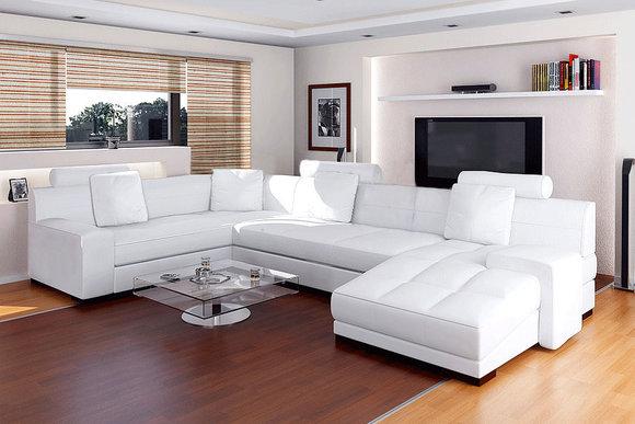 Ledersofa Couch Wohnlandschaft Ecksofa Eck Garnitur Design Modern Sofa A1111
