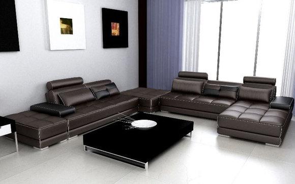 Ledersofa Couch Wohnlandschaft Ecksofa Eck Garnitur Design Modern Sofa A1146