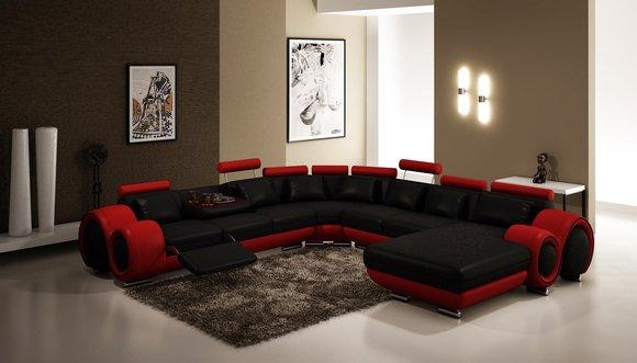 Ledersofa Couch Wohnlandschaft Ecksofa Eck Garnitur Design Modern Sofa A1163B