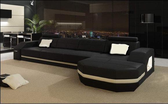 Ledersofa Couch Wohnlandschaft Ecksofa Eck Garnitur Design Modern Sofa C4011C
