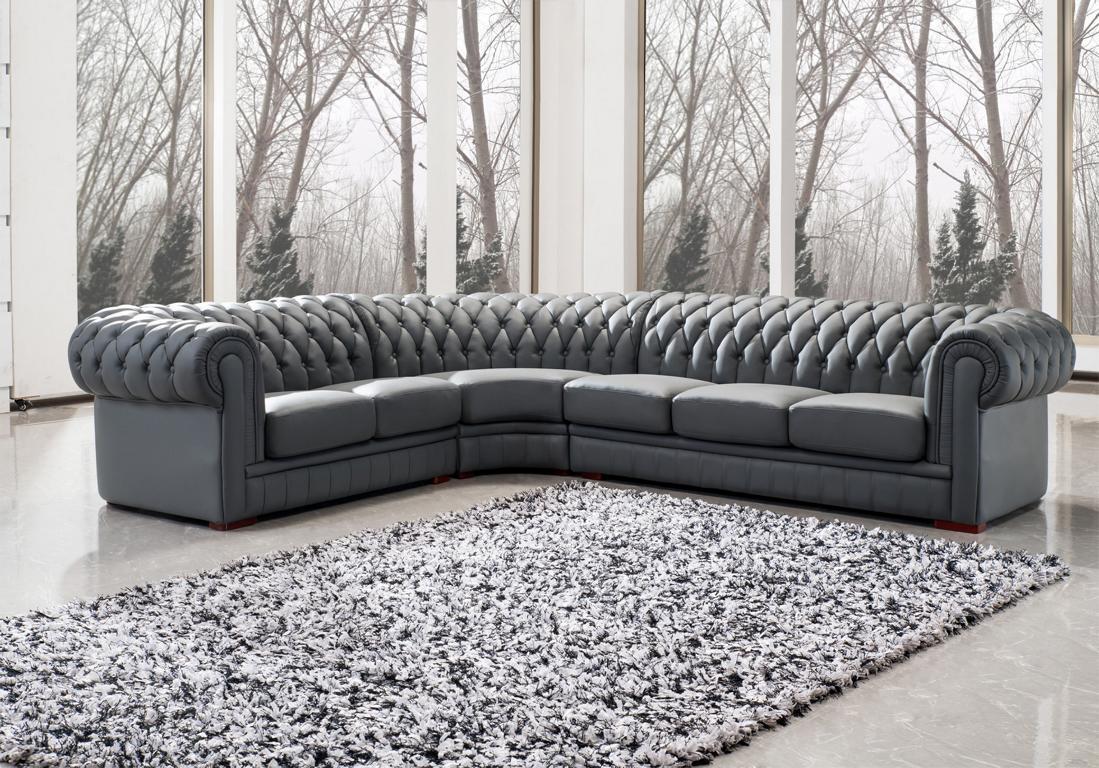 Klassiche Chesterfield Polster Sitz Eck Leder Garnitur Wohnlandschaft