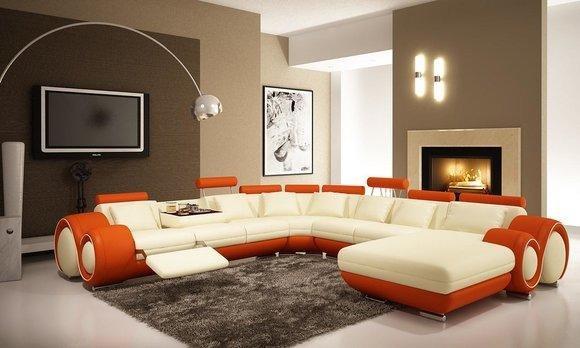 Multifunktions Ledercouch Couch Sofa Polster Ecksofa Moderne XXL Big