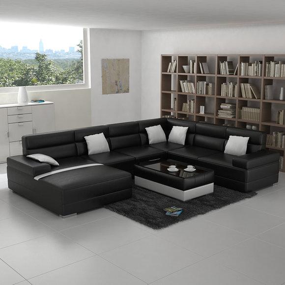 Ledersofa Couch Wohnlandschaft Ecksofa Eck Garnitur Design Modern Sofa F3016