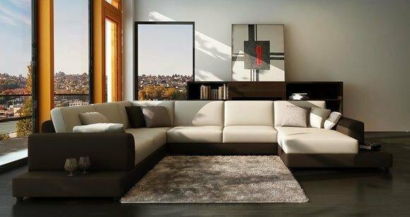 Ledersofa Couch Wohnlandschaft Ecksofa Eck Garnitur Design Modern