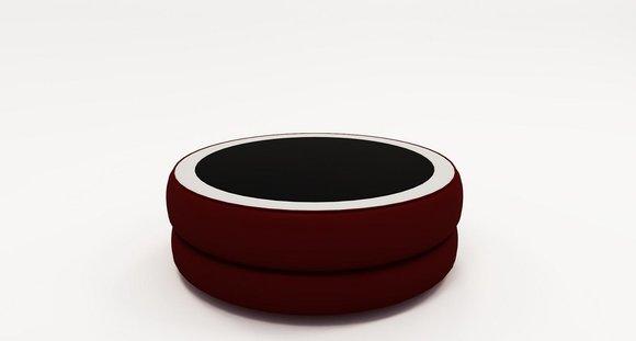 Runder Rund Wonzimmer Glas Tisch Polster Beistell Modern Leder Sofatisch