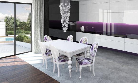 Designer Tisch mit 6 Stühlen Stuhl Set Holz Tische Esszimmer Garnitur Ess