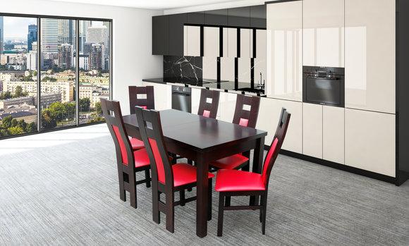 Design Esszimmer Garnitur Stuhl Set Tisch + 6 Stühle Essgarnituren Tische Holz !