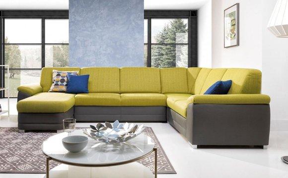 Ecksofa Wohnlandschaft Sofa Couch Polster Eck Garnitur U Form Stoff Sofas