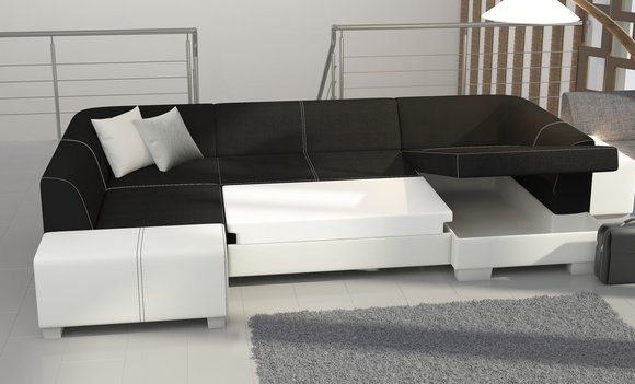 Wohnlandschaft Big XXL Schlafsofa Polster Sitz Eck Garnitur Bettfunktion Sofa