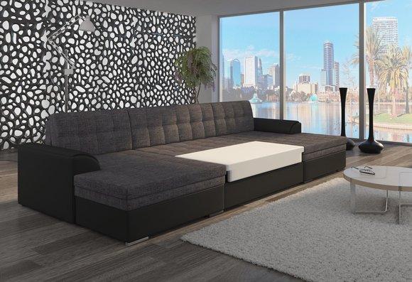 Klassisch Design Ecksofa Vento Bettfunktion Couch Leder Polster Textil Sofas