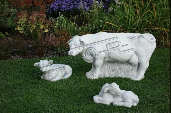 Garten Kuh Dekoration Stein Figur Terrasse Deko Statue Skulptur Figuren Neu