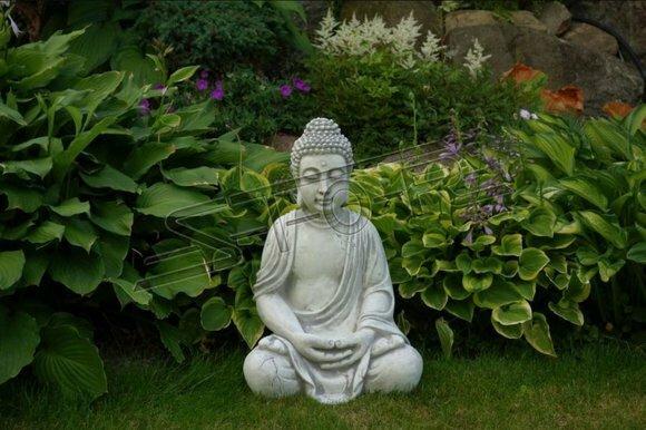 Buddha Skulptur in Steinoptik. Große Skulptur für Garten und Wohnbereich