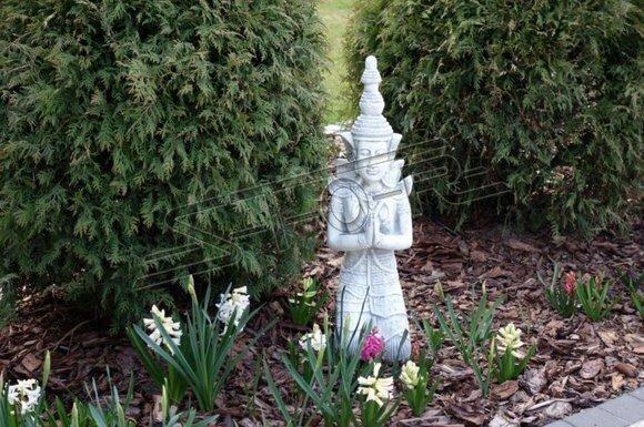 Buddha Skulptur in Steinoptik. Große Skulptur für Garten und Wohnbereich