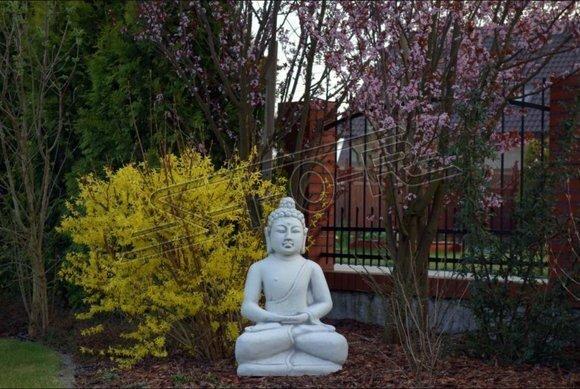 Buddha Skulptur in Steinoptik. Große Skulptur für Garten und Wohnbereich