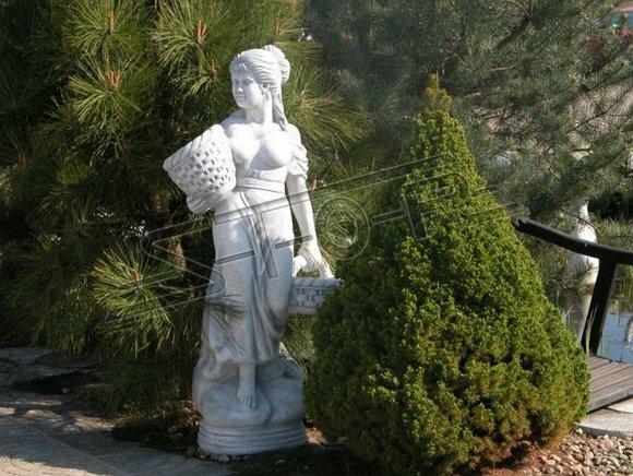 Antik Stil Figur Frau mit Korb Garten Designer Figuren Skulptur Skulpturen