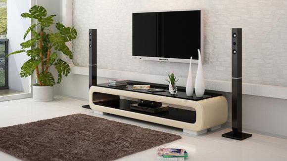 RTV TV Sideboard Leder Glas Tisch Fernseh Schrank Tisch Designer Neu