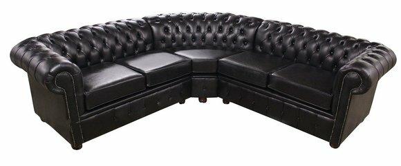 Hochwertige Leder Sofa Chesterfield Couch Polster Eck Garnitur Stoff