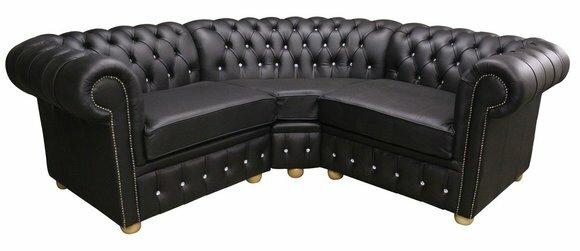 Ecksofa Ledersofa Schwarz Polster Eck Couch Garnitur Sitz Design