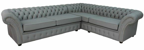 Ecksofa Graue Chesterfield Leder Sofa Couchen Polster Sitz Eck Garnitur