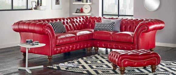 Ecksofa Ledersofa Rot Polster Eck Couch Garnitur Sitz Design
