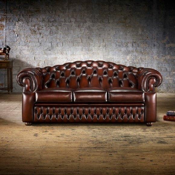 3 Sitzer Chesterfield Ledersofa Wohnzimmer Designer Couchen Polster