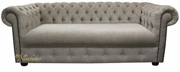 Design Hellgrau Sofa 3 Sitzer Chesterfield Stoff Couch Sofa Polster Sofas Neu