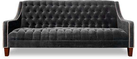 Design grau Sofa 3 Sitzer Chesterfield Stoff Couch Polster Sofas Leder