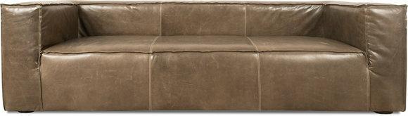 XXL Dunkelbeige Sofa 3 Sitzer Couch Chesterfield Polster Sitz Garnitur Leder