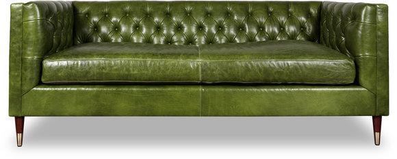 XXL Sofa 3 Sitzer Grün Couch Chesterfield Polster Sitz Garnitur Leder
