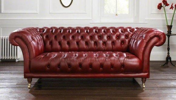 XXL Rot Sofa 3 Sitzer Couch Chesterfield Polster Sitz Garnitur Leder