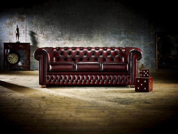 XXL Sofa 3 Sitzer Couch Chesterfield Polster Sitz Garnitur Leder Rot Textil