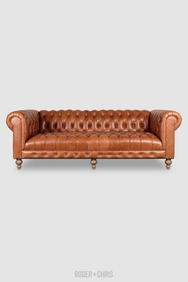 Chesterfield Sofa Polster Couch 3 Sitzer Ledersofa Original Braun Sofas