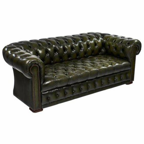Chesterfield Grüne Polster Leder Stoff Couch 3 Sitzer Sofas Couchen