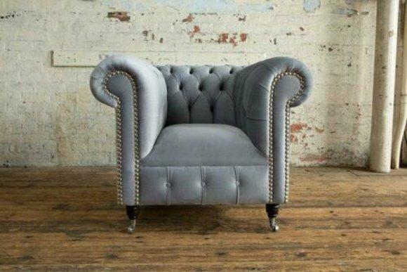 Graue Luxus Fernseh Relax Chesterfield Club Sessel Chesterfield Lounge