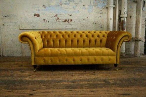 XXL Sofa 3 Sitzer Couch Chesterfield Polster Sitz Garnitur Leder Textil