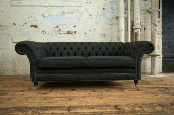 Sofa 3 Sitzer Couch Chesterfield Polster Sitz Garnitur Leder Textil