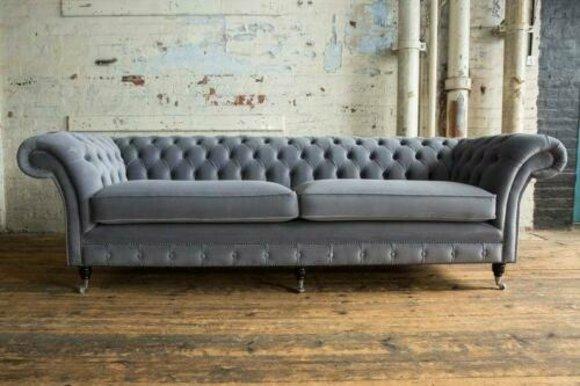 XXL Sofa 4 Sitzer Couch Chesterfield Polster Sitz Garnitur Leder Textil