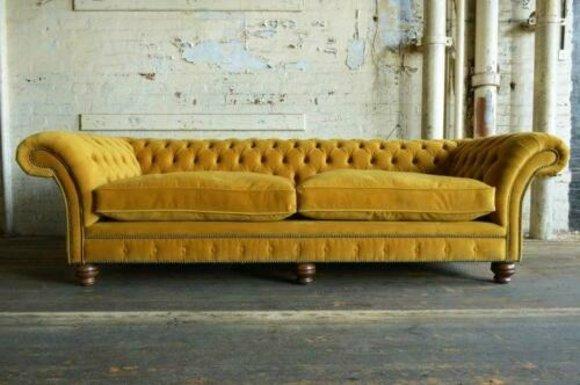 XXL Sofa 4 Sitzer Couch Chesterfield Polster Sitz Garnitur Leder Textil