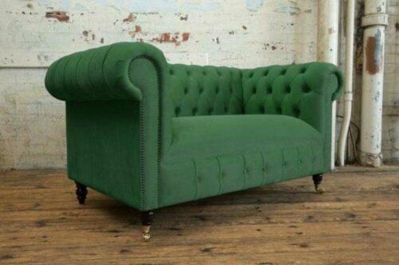 Cheserfield Samt Sofa 2 Sitzer Designer Couchen Couch Textil Stoff
