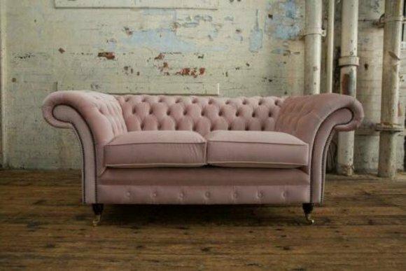 Cheserfield Samt Sofa 2 Sitzer Designer Couchen Couch Textil Stoff