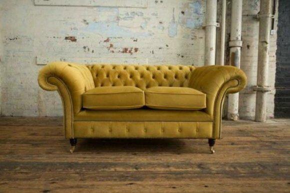 Cheserfield Samt Sofa 2 Sitzer Designer Couchen Couch Textil Stoff
