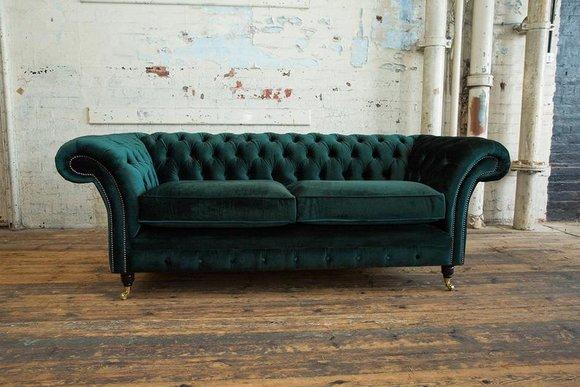 Edle Ausgefallene Chesterfield Couch Samt Textil Stoff Designer