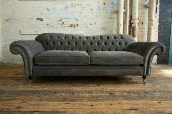 Sofa 3 Sitzer Couch design Chesterfield Sitz Garnitur Leder Textil Polster